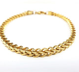 Franco Chain Stainless Steel Foxtail Bracelet! The 4mm thick, 14k Gold Plated 