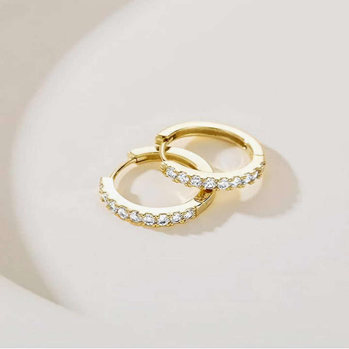 14k Gold Plated Huggie Hoop Earrings  on a white background