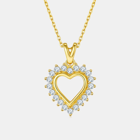 Moissanite Heart Pendant Necklace 925 Sterling Silver