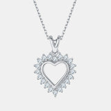 Moissanite Heart Pendant Necklace 925 Sterling Silver 