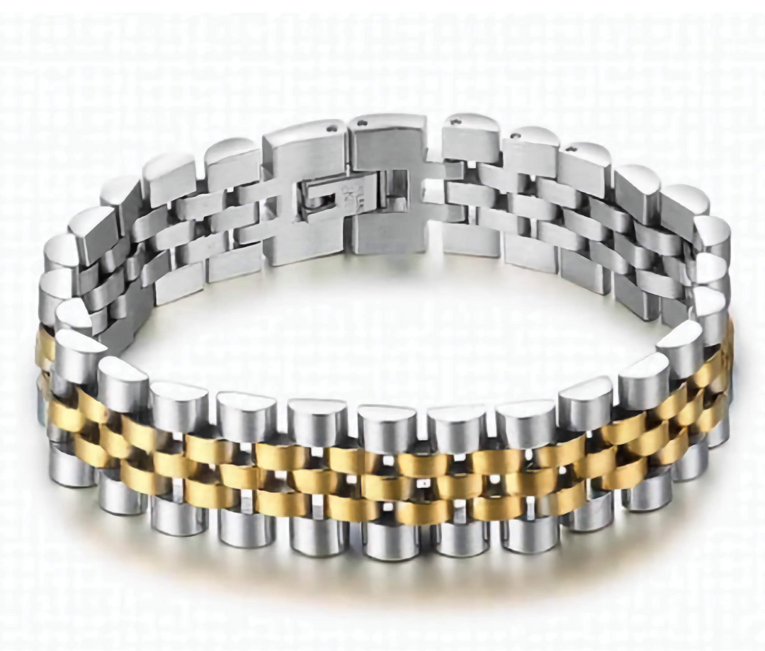 Men's Stainless Steel Two Tone  Rolex Style Presidential Jubilee Bracelet. 