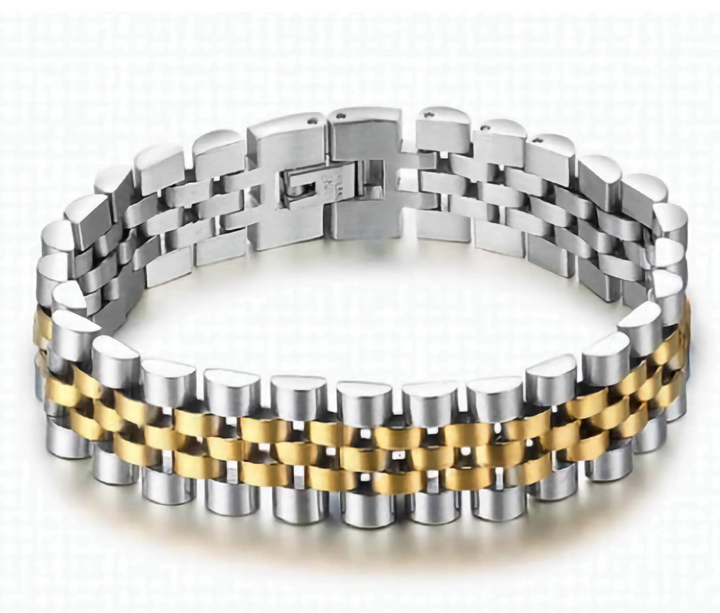 Men's Stainless Steel Two Tone  Rolex Style Presidential Jubilee Bracelet. 