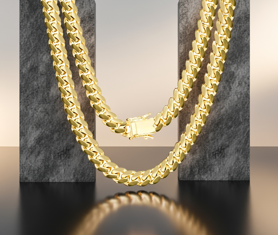 Miami Cuban Link Chain 14K Gold Plated Stainless Steel