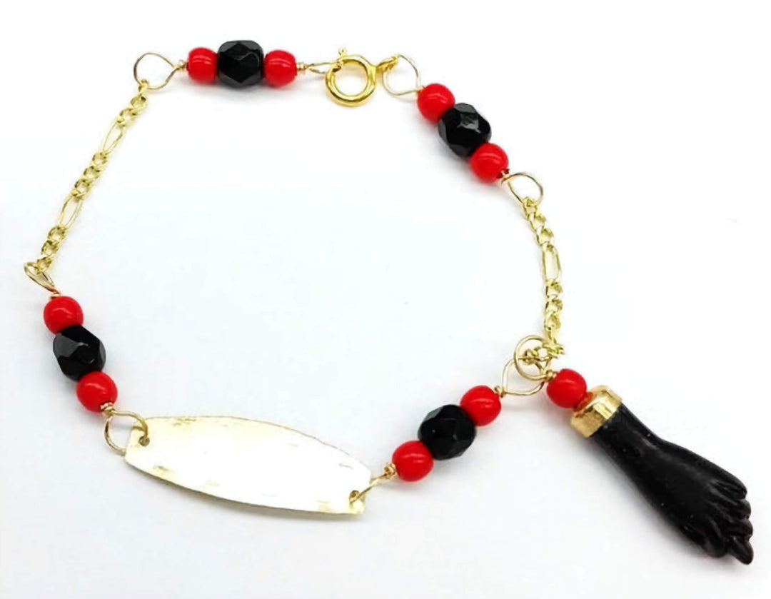 Pulsera Mano de Azabache Pulsera Mal De Ojo ra bebe color rojo nero