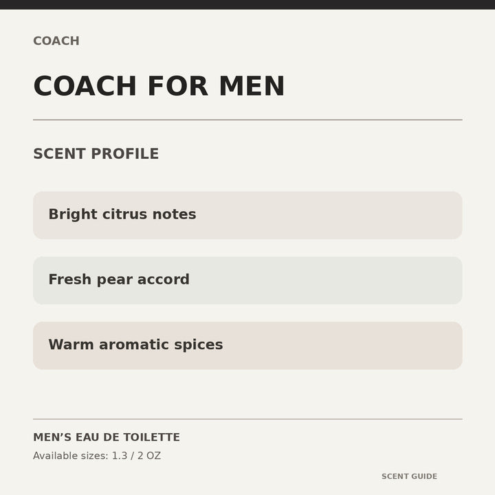 Coach for Men scent profile informational guide