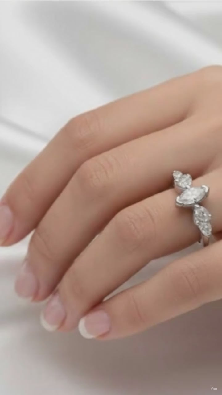 0.50 CTTW. NATURAL MARQUISE DIAMOND ENGAGEMENT RING 14K WHITE GOLD