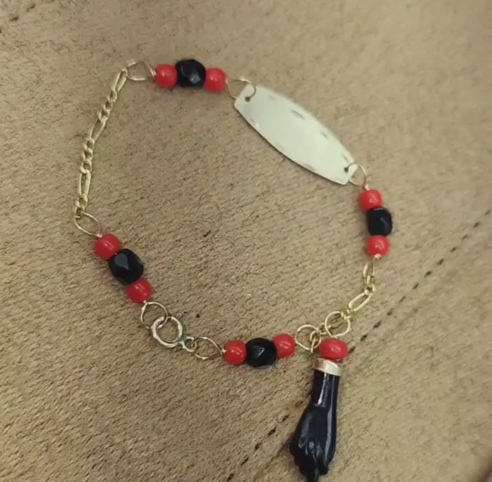 10K Gold Azabache Baby Bracelet Protection from Evil Eye Pulsera Azabache Mal De Ojo