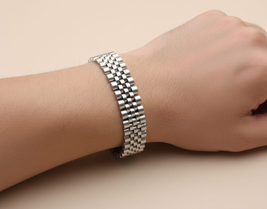 Men's Stainless Steel Presidential Jubilee Style Bracelet silver tone