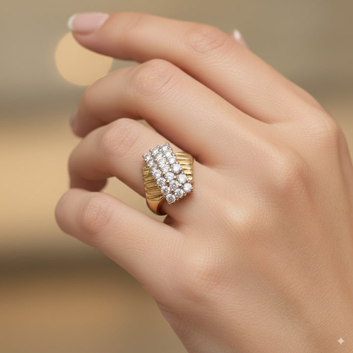 0.90 CT Diamond Ring 14K Gold Size 6.5  Diamond Journey Ring