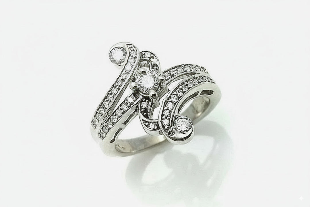 0.50 cttw. Natural Diamond Engagement Ring 14k Solid Gold Journey size 6