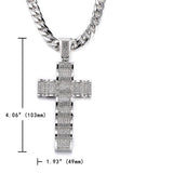 Wave-Shaped Large Cross Pendant Iced Out Necklace