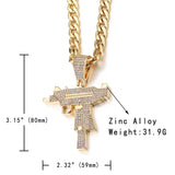 Iced Out Gold UZI Pendant Necklace