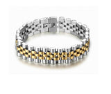 Men's Rolex  Style Stainless Steel Presidential Jubilee Style Bracelet two tone. Take your style to the next level with this stainless steel Presidential Jubilee-style bracelet. Crafted with precision for a classic look, this bracelet is perfect for completing any look. Elevate your style with this timeless bracelet.